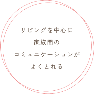 リビングを中心に家族間のコミュニケーションがよくとれる