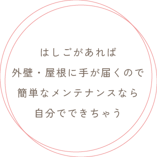 はしごがあれば外壁・屋根に手が届くので簡単なメンテナンスなら自分でできちゃう